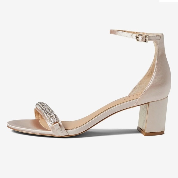 Badgley Mischka JEWEL Ramsay Sandals Ankle Strap Block Heels Champagne Blush NEW - Picture 2 of 15
